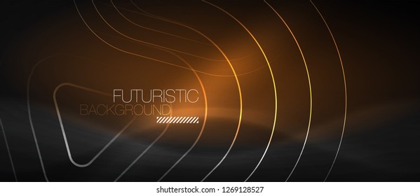 Fundo abstrato preto escuro com cores e linhas neon, design vetorial