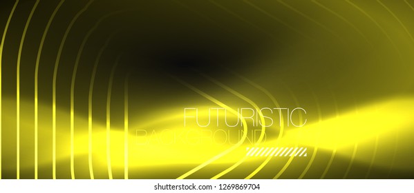 Dark black abstract background with neon colors and lines, vector design