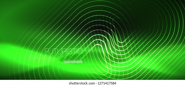 Dunkel schwarz abstrakter Hintergrund mit Neon-Farben und -Linien, Vektordesign