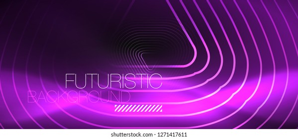 Dark black abstract background with neon colors and lines, vector design