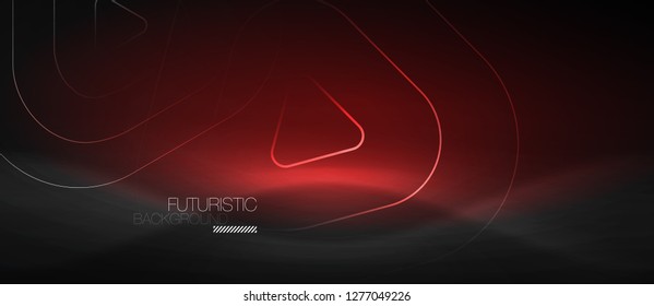 Dark black abstract background with neon colors and lines, vector design