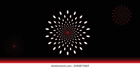 Fondo abstracto negro oscuro. Luz de forma ovalada generada en movimiento circular designado. Fondo de base de tecnología con llama roja. ilustración vectorial