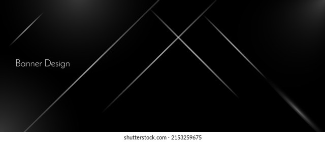 Dark black abstract background shiny lines design vector