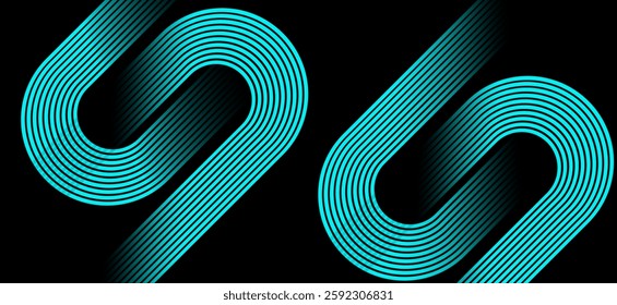 Dark black abstract background with sky blue colour geometric glowin curve lines Dynamic shapes composition design background vector illustration. Futuristic Luxury pattern design background. Eps10.