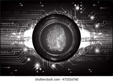 dark black Abstract digital technology security background with fingerprint.