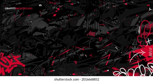 Dark Black Abstract Flat Urban Street Art Graffiti Style Vector Illustration Art Template Background