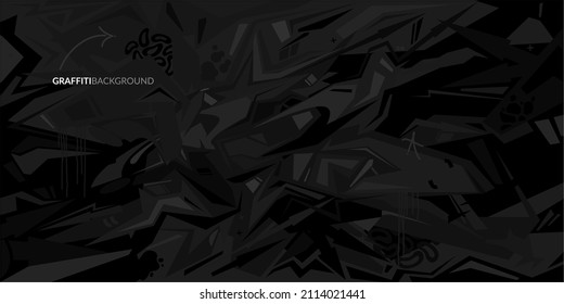 Dark Black Abstract Flat Urban Street Art Graffiti Style Vector Illustration Template Background