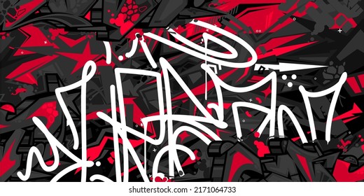Dark Black Abstract Flat Urban Street Art Graffiti Style Vector Illustration Template Background