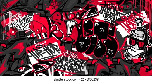 Dark Black Abstract Flat Urban Street Art Graffiti Style Vector Illustration Template Background Art