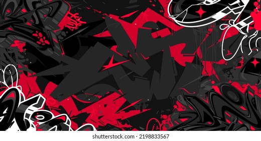 Dark Black Abstract Flat Urban Street Art Graffiti Style Vector Illustration Template Background Art