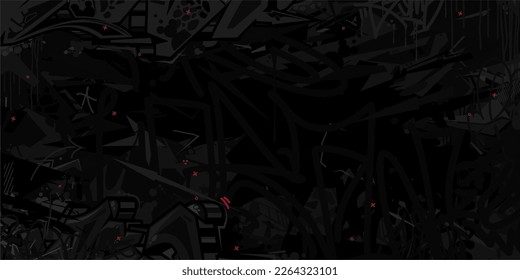 Dark Black Abstract Flat Urban Street Art Graffiti Style Vector Illustration Template Background