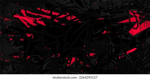 Dark Black Abstract Flat Urban Street Art Graffiti Style Vector Illustration Template Background Art