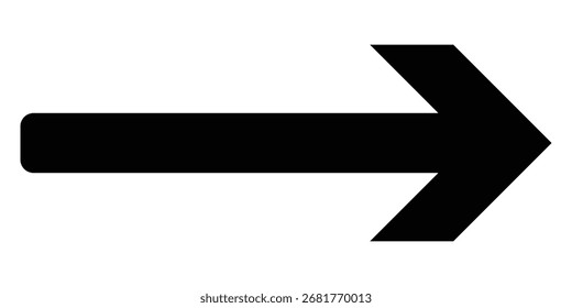 Icono de flecha negro oscuro sobre fondo blanco. Icono gráfico largo de la flecha-cabeza en la página blanca aislada. Iconos web de Vector apuntando con la cabeza de flecha. 