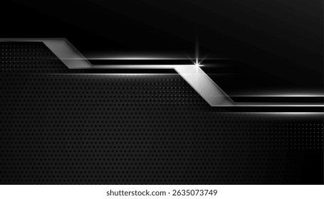 Fondo negro oscuro con Vector de diseño de forma metálica abstracta