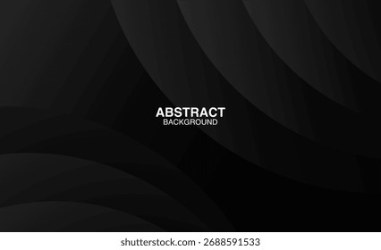Plano de fundo preto escuro abstrato geométrico 3D com decoração de efeito de onda. Fundo do vetor.