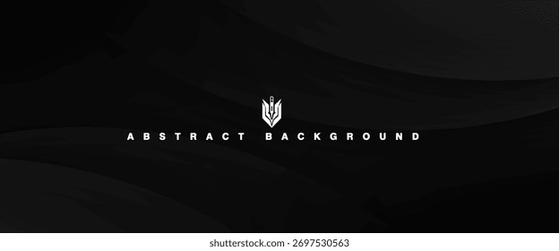 Plano de fundo preto escuro abstrato geométrico 3D com decoração de efeito de onda. efeito de plano de fundo preto.
