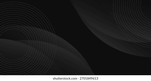 Plano de fundo preto escuro abstrato geométrico 3D com decoração de efeito de onda. Ilustração vetorial