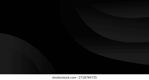 Fondo negro oscuro abstracto geométrico 3D con decoración de efecto de onda. Ilustración vectorial