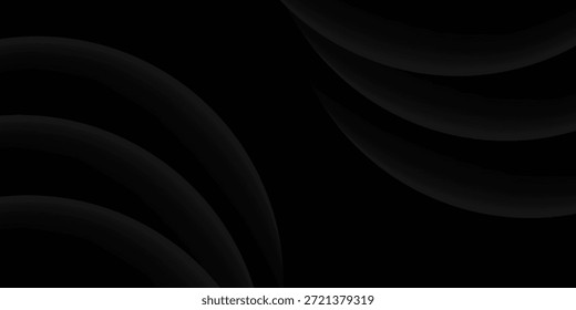 Fondo negro oscuro abstracto geométrico 3D con decoración de efecto de onda. Ilustración vectorial