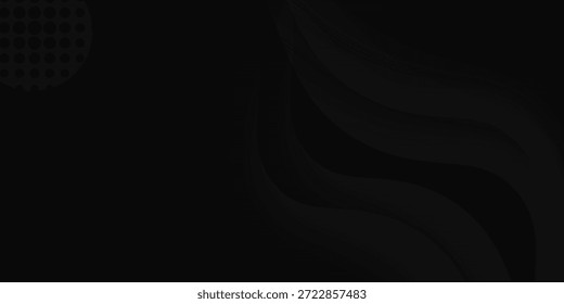 Plano de fundo preto escuro abstrato geométrico 3D com decoração de efeito de onda. Ilustração vetorial