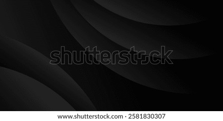 Dark black background abstract 3D geometric with wave effect decoration. Vector illustration