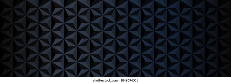Patrón geométrico abstracto de fondo negro oscuro. Concepto de modo oscuro. Perfecto para banners web y fondo. Ilustración vectorial.