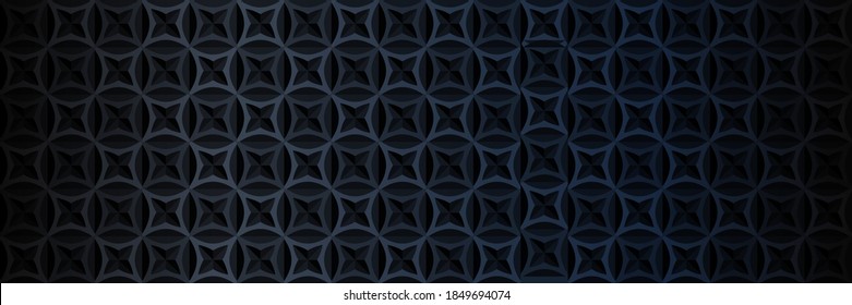 Dark black background abstract geometric pattern. Dark mode concept. Perfect for web banners and background. Vector illustration.
