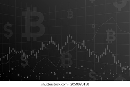 dark black background, Bitcoin crypto currency illustration vector for page, logo, card, banner, web and printing.