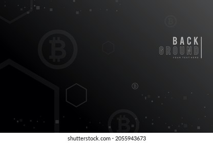 dark black background, Bitcoin crypto currency illustration vector for page, logo, card, banner, web and printing.