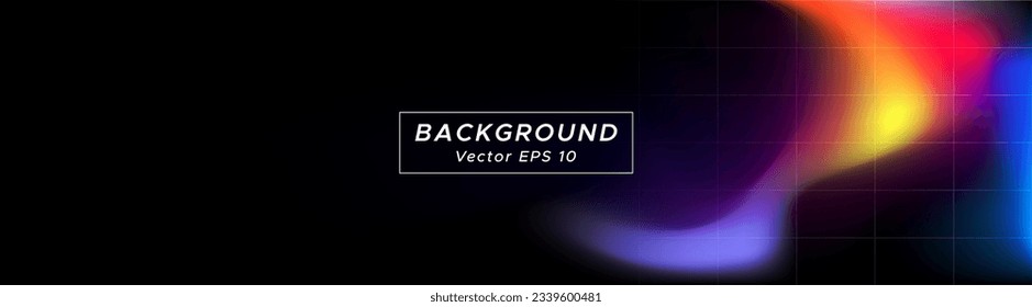 fondo negro oscuro con coloridas olas de luz alrededor de los bordes. hermosa luz reflejada para banners, colgaduras de pared, plantillas de anuncios e impresiones.