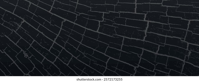 Dark black background with cracked texture. The background features a black color scheme, creating a dramatic, textured background effect. Cracked texture vintage background vector