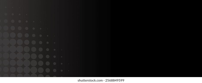 Dark black background with a gradient of black circles fading to the left. Black background with a smooth, modern texture. Gradient patterned background vector. Black background.