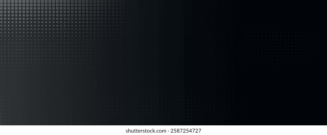 Dark black background with a gradient and dotted texture. Black background with a modern, sleek style. Background is smooth and elegant. Minimal halftone texture, halftone dotted background vector