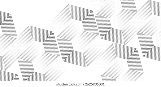 Dark black background with hexagon geometric lines pattern. Abstract shiny hexagon lines. Futuristic technology concept