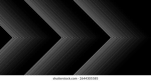 Dark black background. Modern line stripes curve abstract presentation background.
