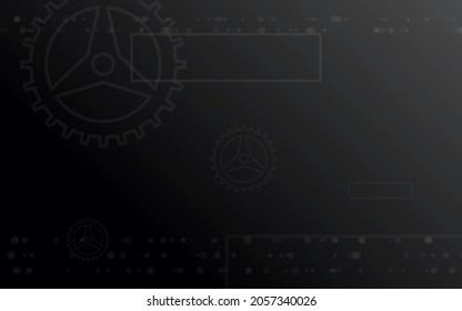 dark black background, random minimalist techno gear illustration vector for, logo, card, banner, web and printing.