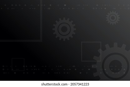 dark black background, random minimalist techno gear illustration vector for, logo, card, banner, web and printing.