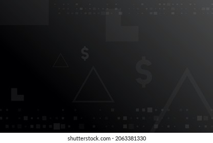 dark black background, random minimalist currency dollar symbol illustration vector for logo, card, banner, web and printing.