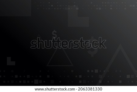 dark black background, random minimalist currency dollar symbol illustration vector for logo, card, banner, web and printing.