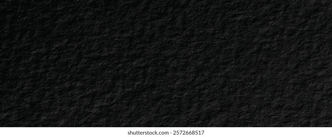 Dark black background with a textured, rough slate-like appearance. The black background adds depth and a rugged feel. Paper texture background vector. Black background.