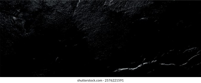 Dark black background with a textured, rough surface. The black background adds a dramatic, moody feel with subtle variations in texture. Textured stone background vector. Black background.