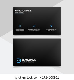 Dark Black And Blue Abstract Elegant Business Card Template Design