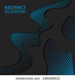 Dark black and blue abstract paper cut background. Vector template in carving art style - Vector