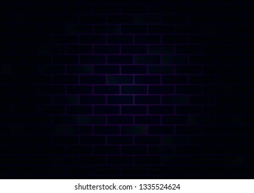 Dark black  blue brick wall background, vector illustration. Vintage retro color rough room wal design.