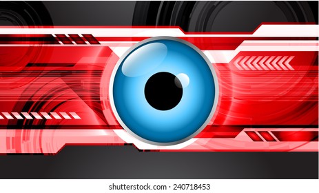 Dark black blue red Light Abstract Technology background for computer graphic website and internet, circuit board. eye