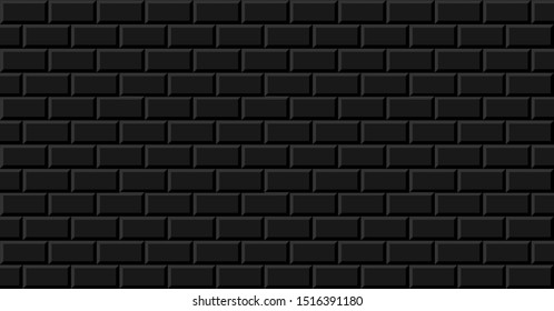 dark black brick wall texture background vector illustration