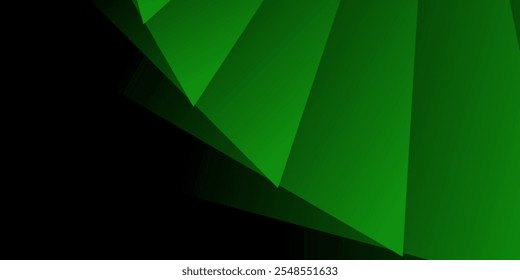 Formas triangulares de color negro oscuro y verde brillante.