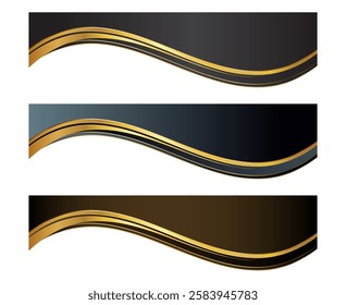 Dark Black, Brown and Gold Letterhead Header Divider Template Set 