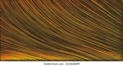 Dark Black and Brown Wavy Curving Dense Flow of Dashed Lines, Stripes Pattern - Digitally Generated Abstract Minimalist Background Design for Web - Wallpaper, Poster Template in Editable Vector Format