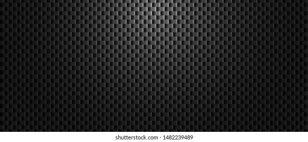 Dark black  Carbon fiber Geometric grid background. Modern dark abstract vector texture.